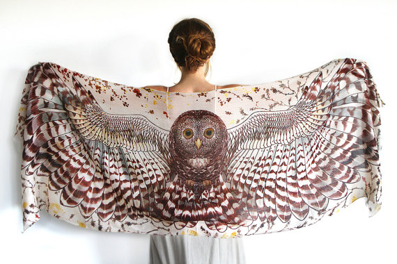 brown owl scarf shawl