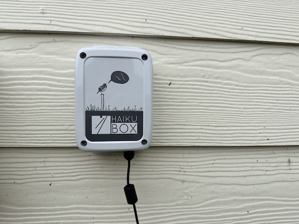 haikubox mounted on outdoor wall
